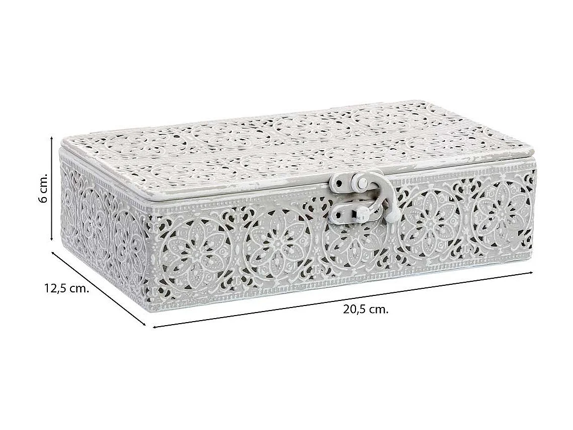 Boîte en métal blanc 20.5x12.5x6h cm (hauteur)