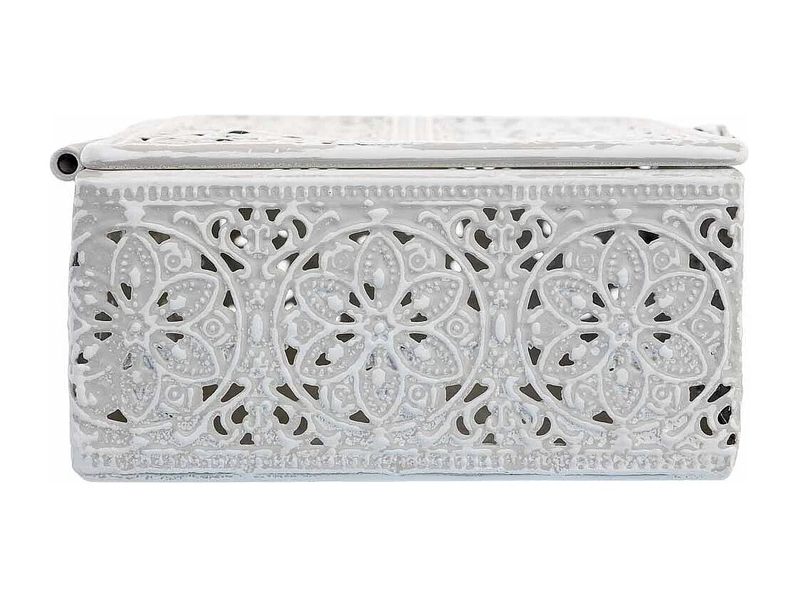 Boîte en métal blanc 20.5x12.5x6h cm (hauteur)