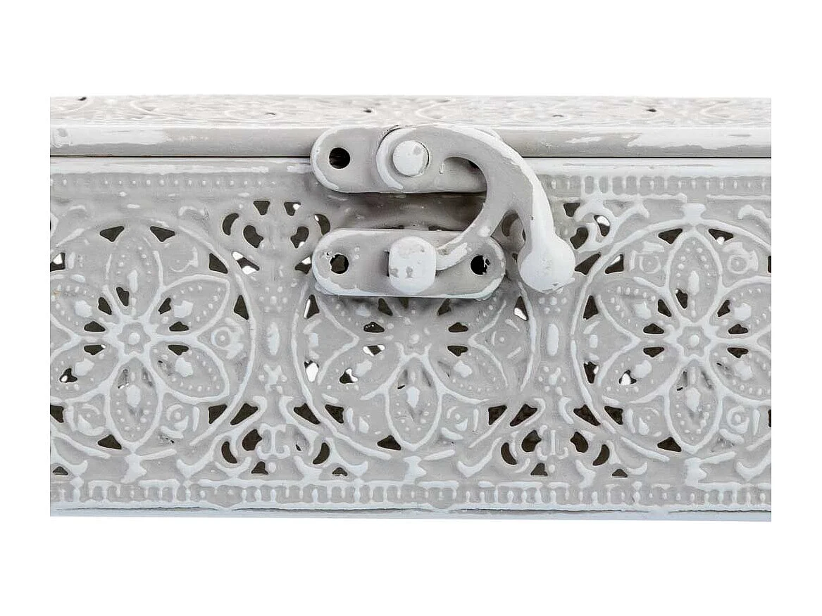 Boîte en métal blanc 20.5x12.5x6h cm (hauteur)