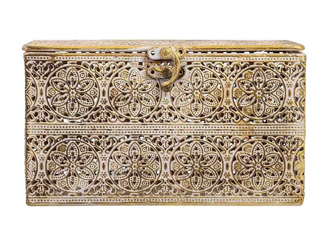 Boîte en métal marron 20.5x12.5x11.5h cm (hauteur)