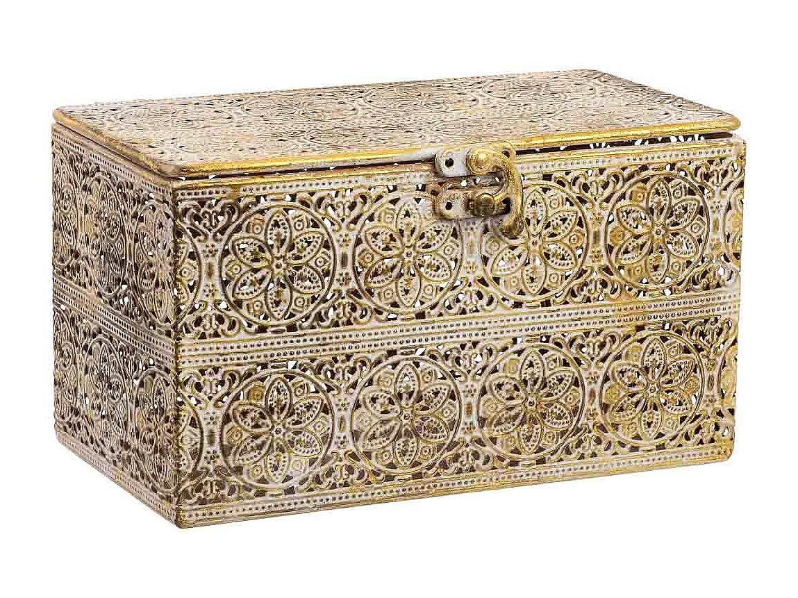 Boîte en métal marron 20.5x12.5x11.5h cm (hauteur)