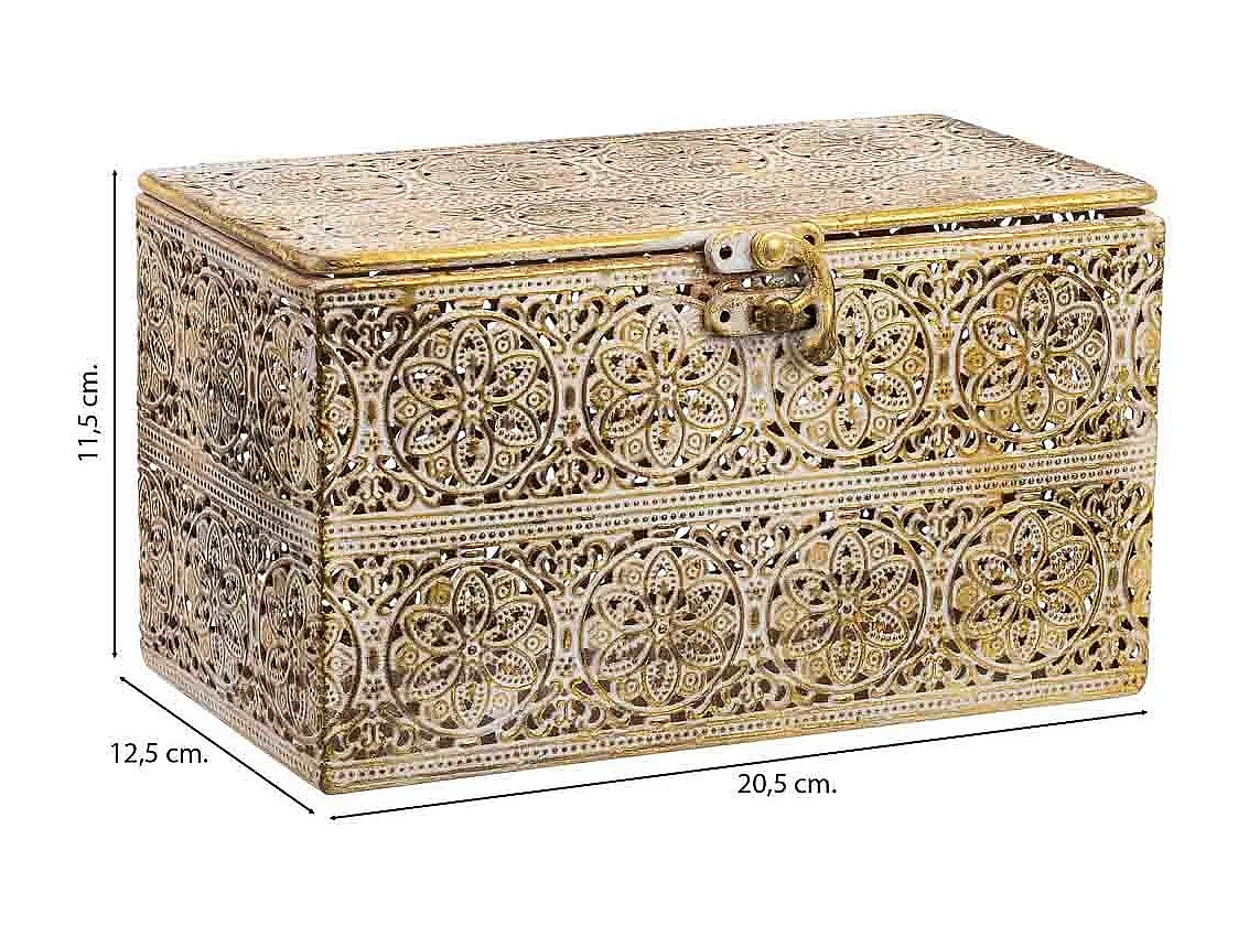 Boîte en métal marron 20.5x12.5x11.5h cm (hauteur)