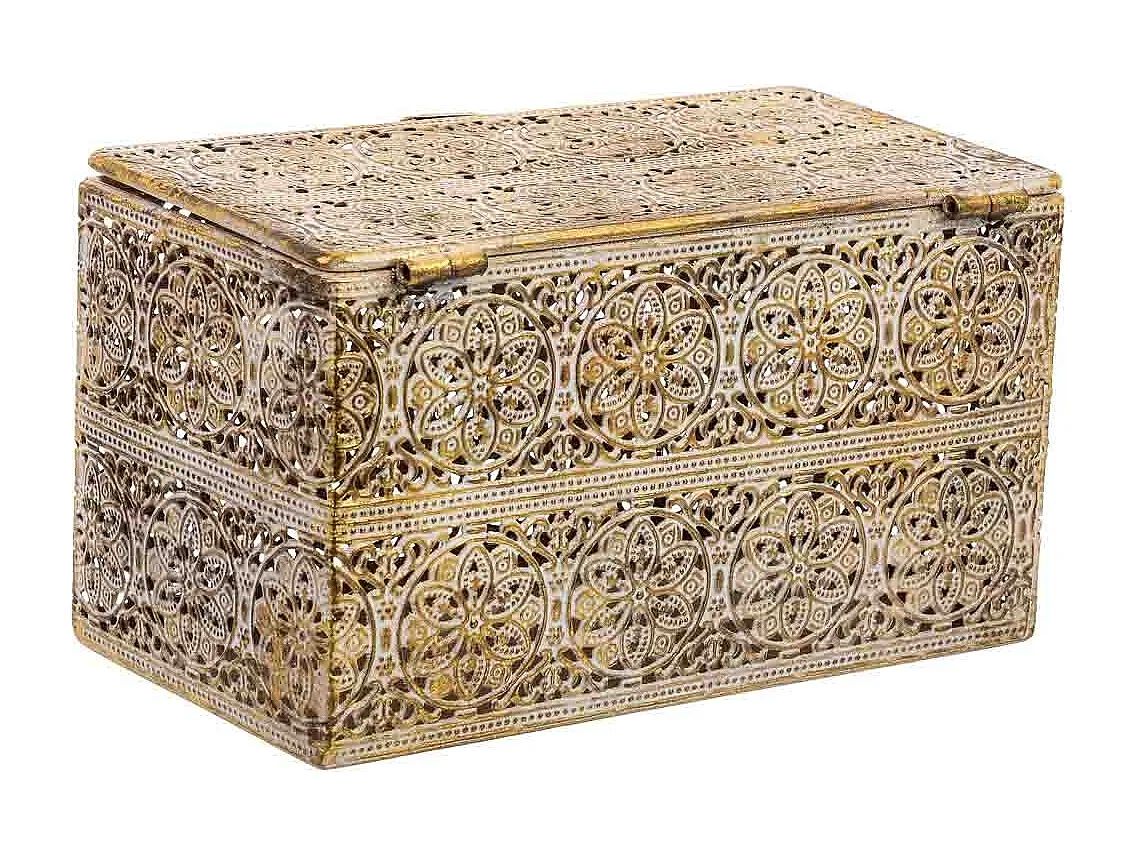 Boîte en métal marron 20.5x12.5x11.5h cm (hauteur)