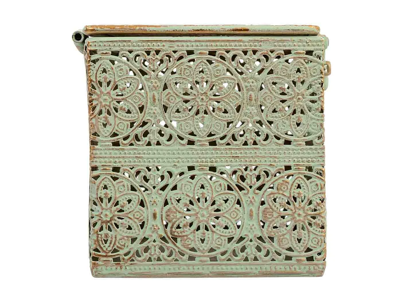 Boîte en métal vert 20.5x12.5x11.5h cm (hauteur)