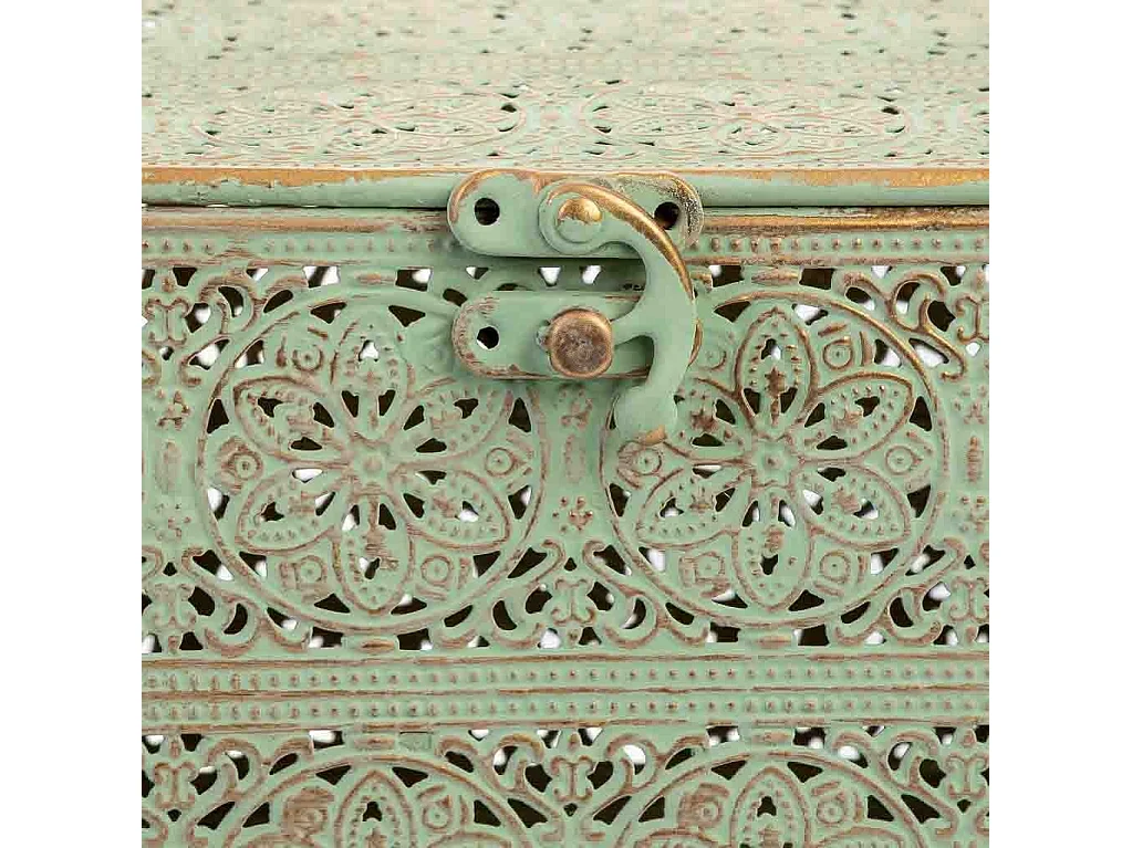 Boîte en métal vert 20.5x12.5x11.5h cm (hauteur)