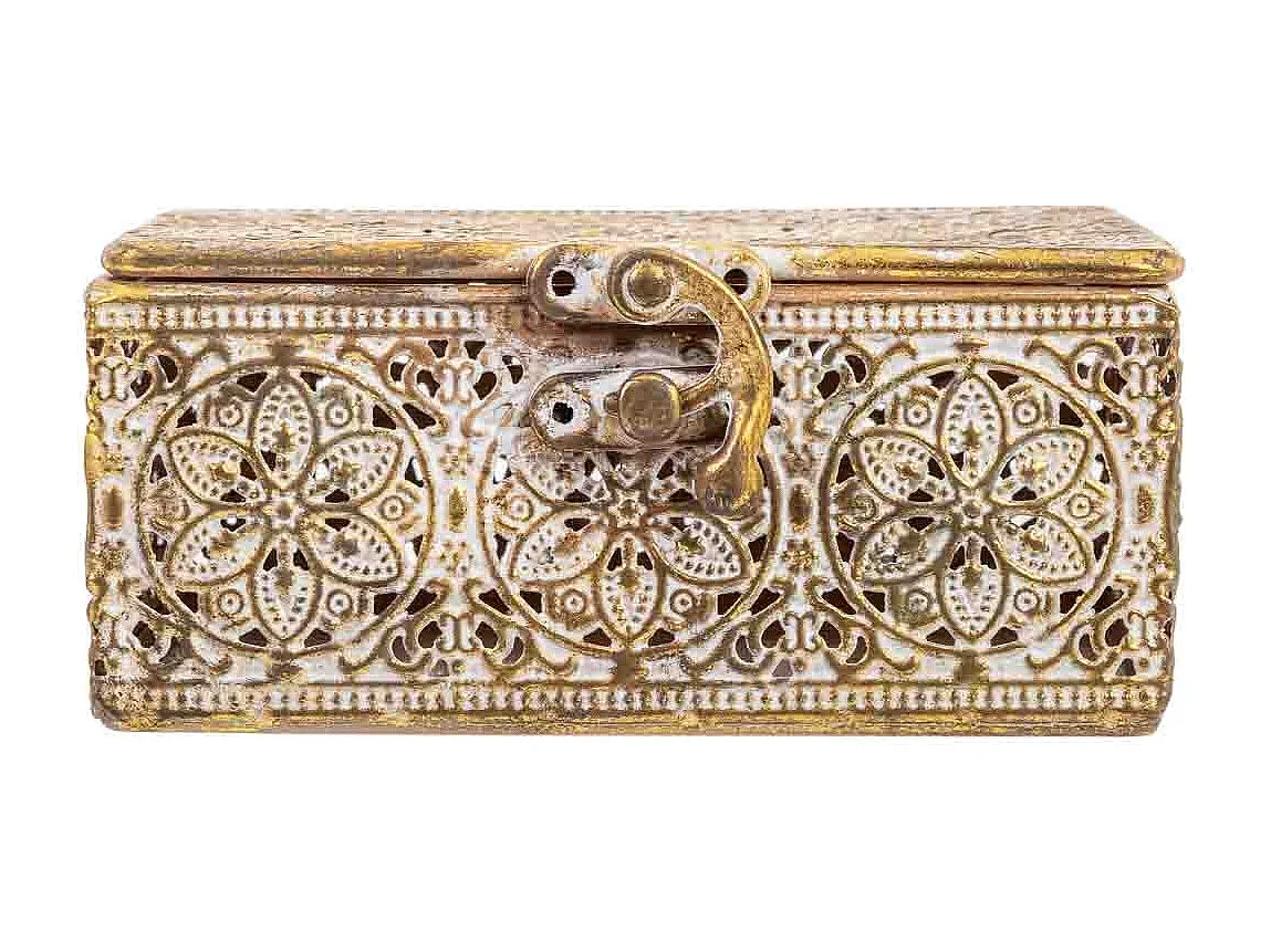 Boîte en métal marron 12.5x12.5x6h cm (hauteur)