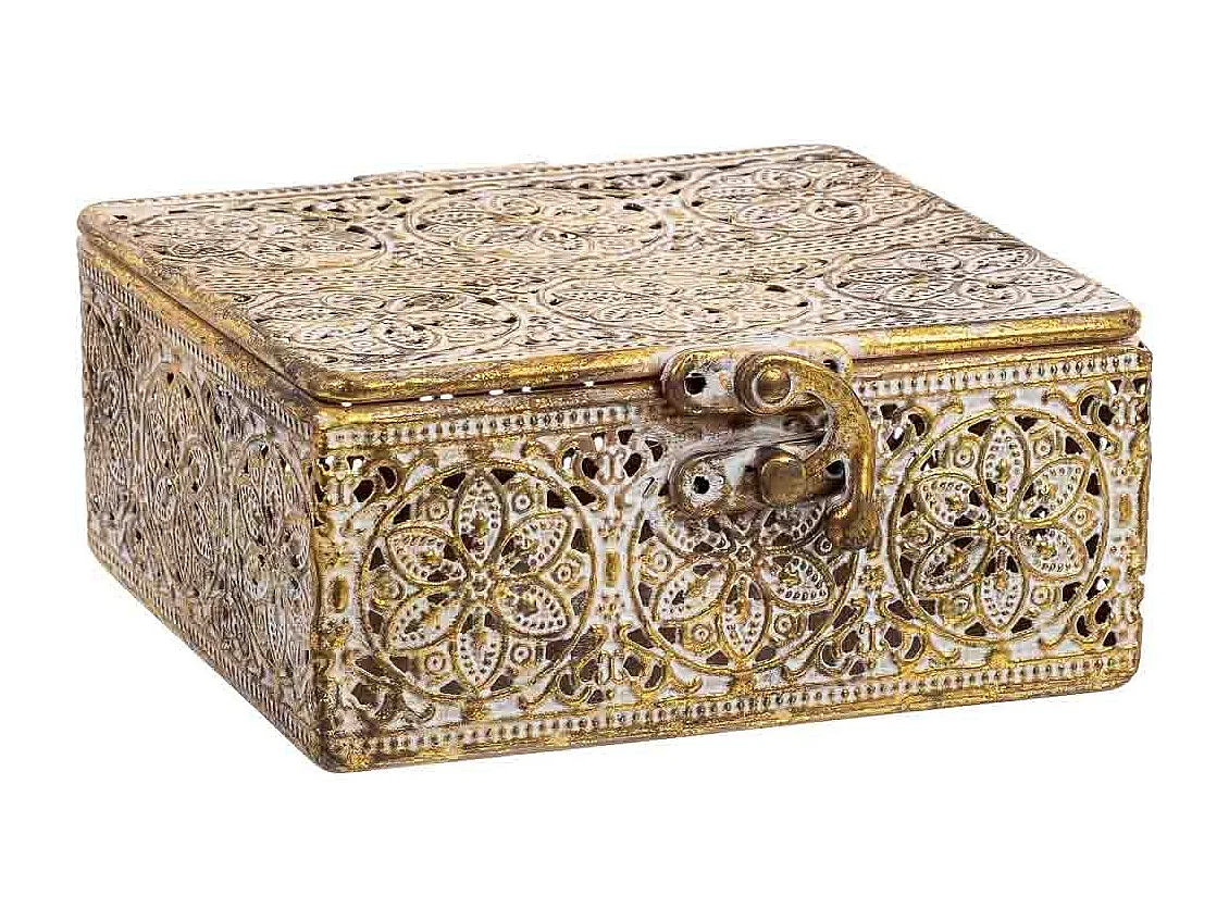 Boîte en métal marron 12.5x12.5x6h cm (hauteur)