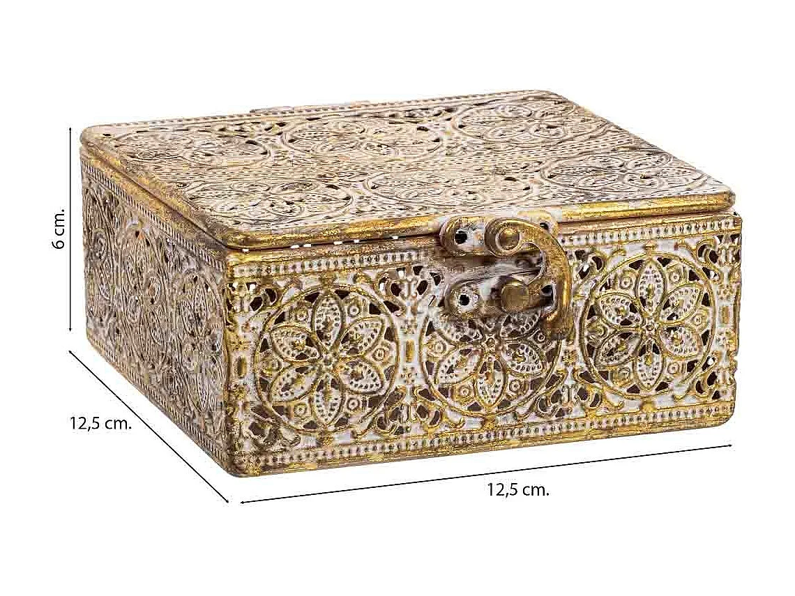 Boîte en métal marron 12.5x12.5x6h cm (hauteur)