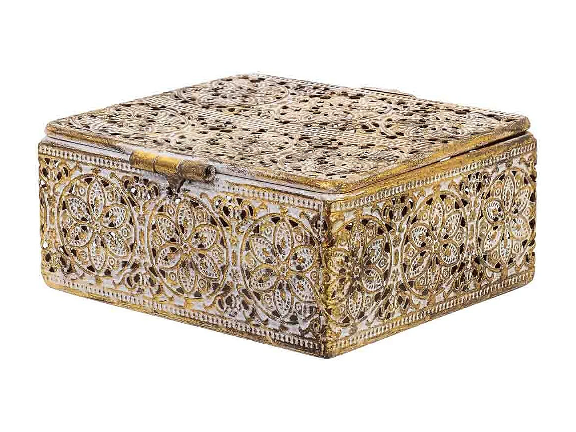 Boîte en métal marron 12.5x12.5x6h cm (hauteur)