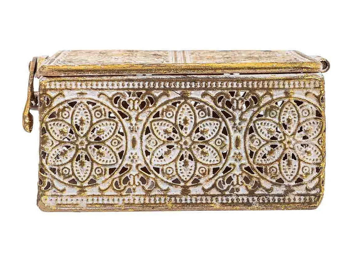 Boîte en métal marron 12.5x12.5x6h cm (hauteur)