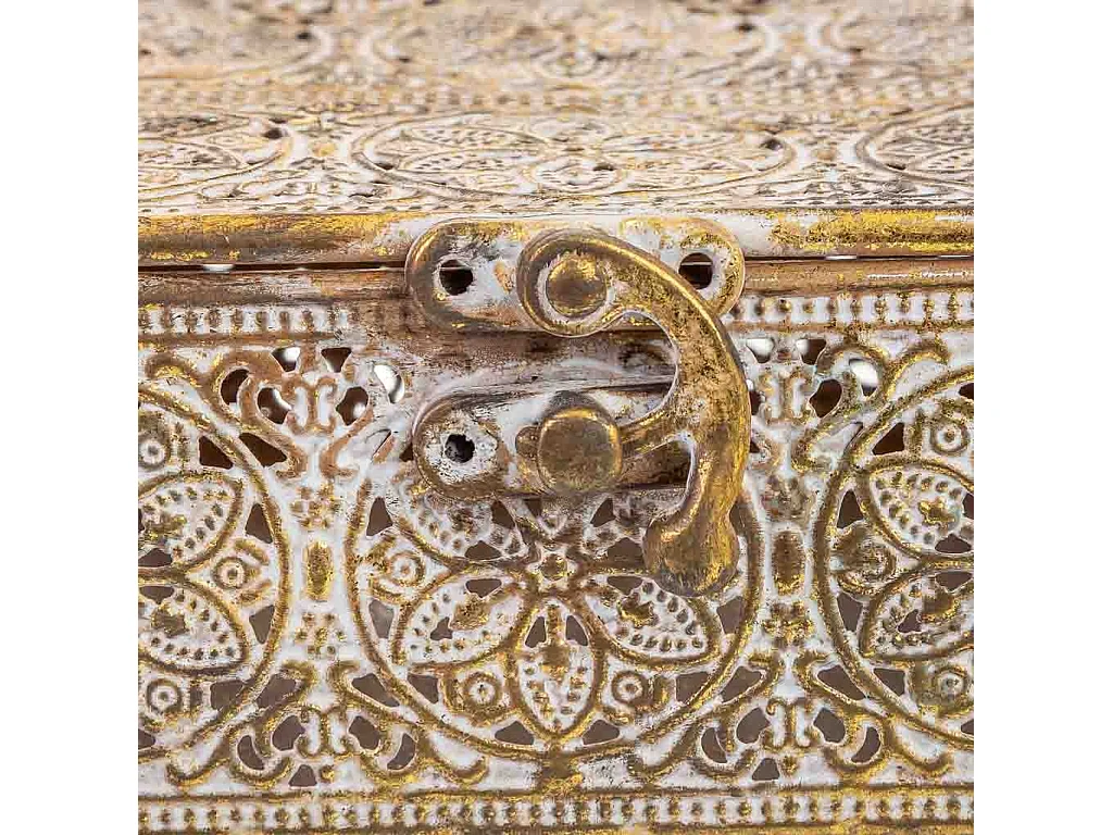 Boîte en métal marron 12.5x12.5x6h cm (hauteur)