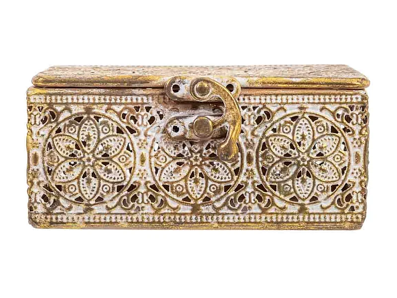 Boîte en métal marron 12.5x12.5x6h cm (hauteur)