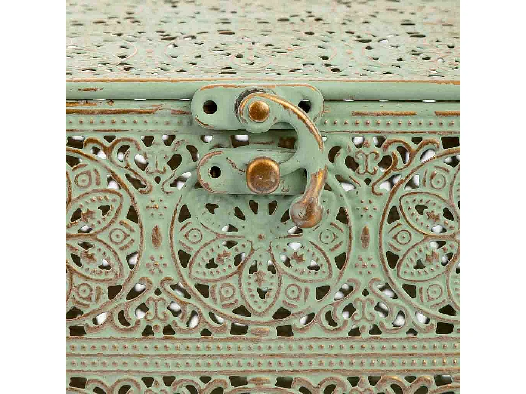 Boîte en métal vert 12.5x12.5x11.5h cm (hauteur)