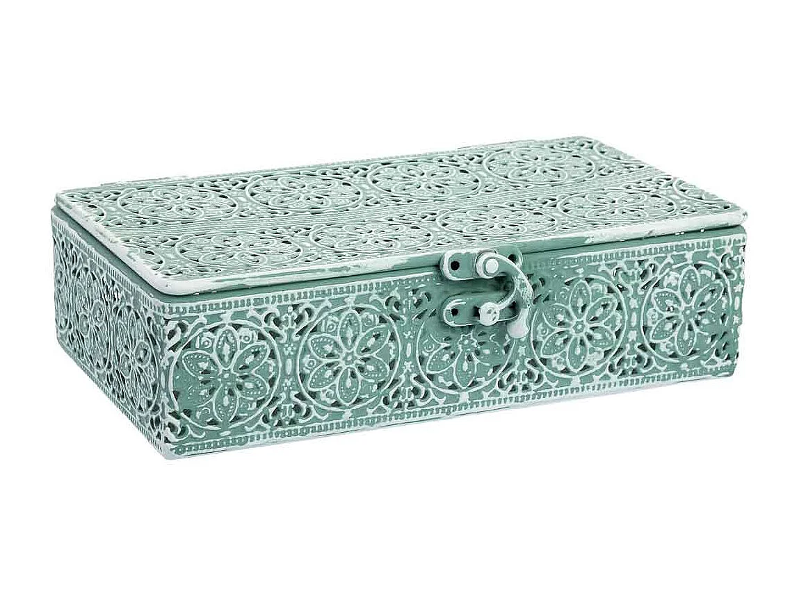 Boîte en métal vert 20.5x12.5x6h cm (hauteur)