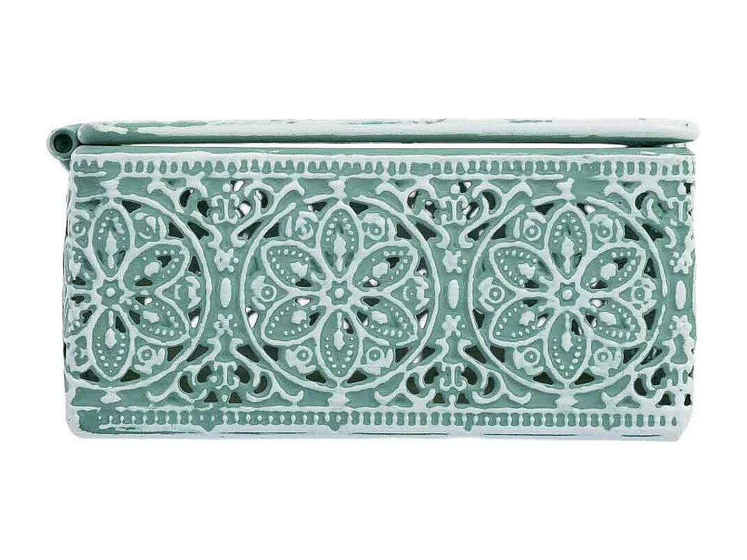 Boîte en métal vert 20.5x12.5x6h cm (hauteur)