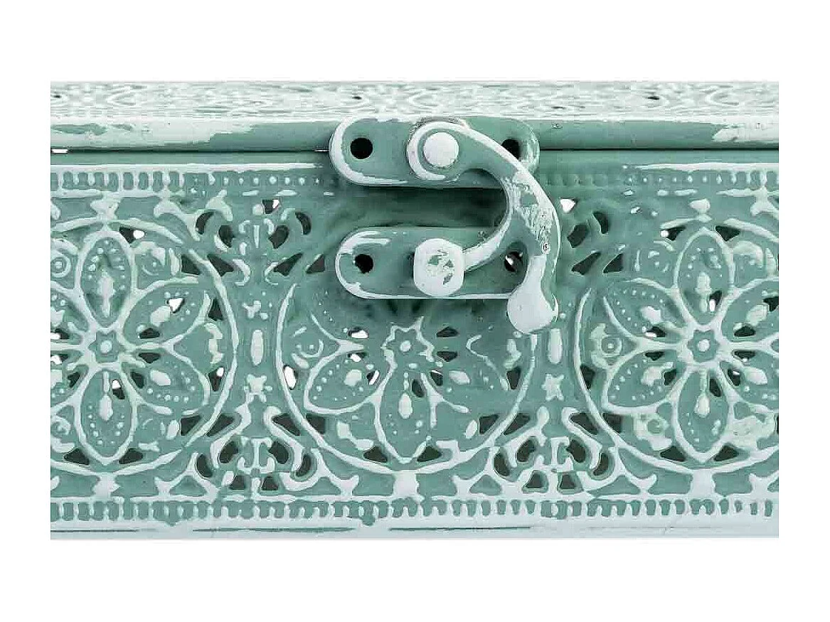 Boîte en métal vert 20.5x12.5x6h cm (hauteur)