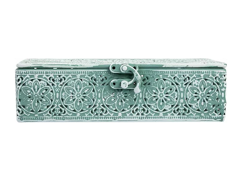 Boîte en métal vert 20.5x12.5x6h cm (hauteur)