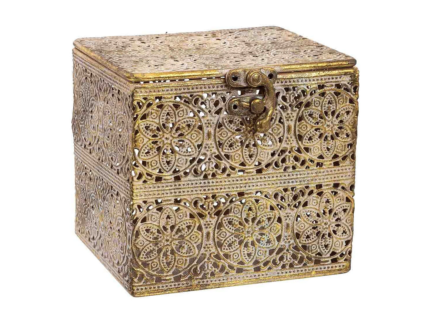 Boîte métallique marron 12.5x12.5x11.5h cm (hauteur)