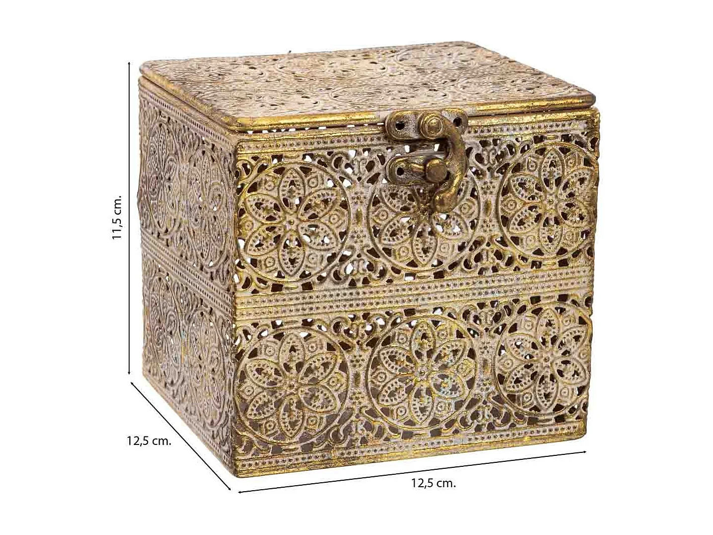 Boîte métallique marron 12.5x12.5x11.5h cm (hauteur)