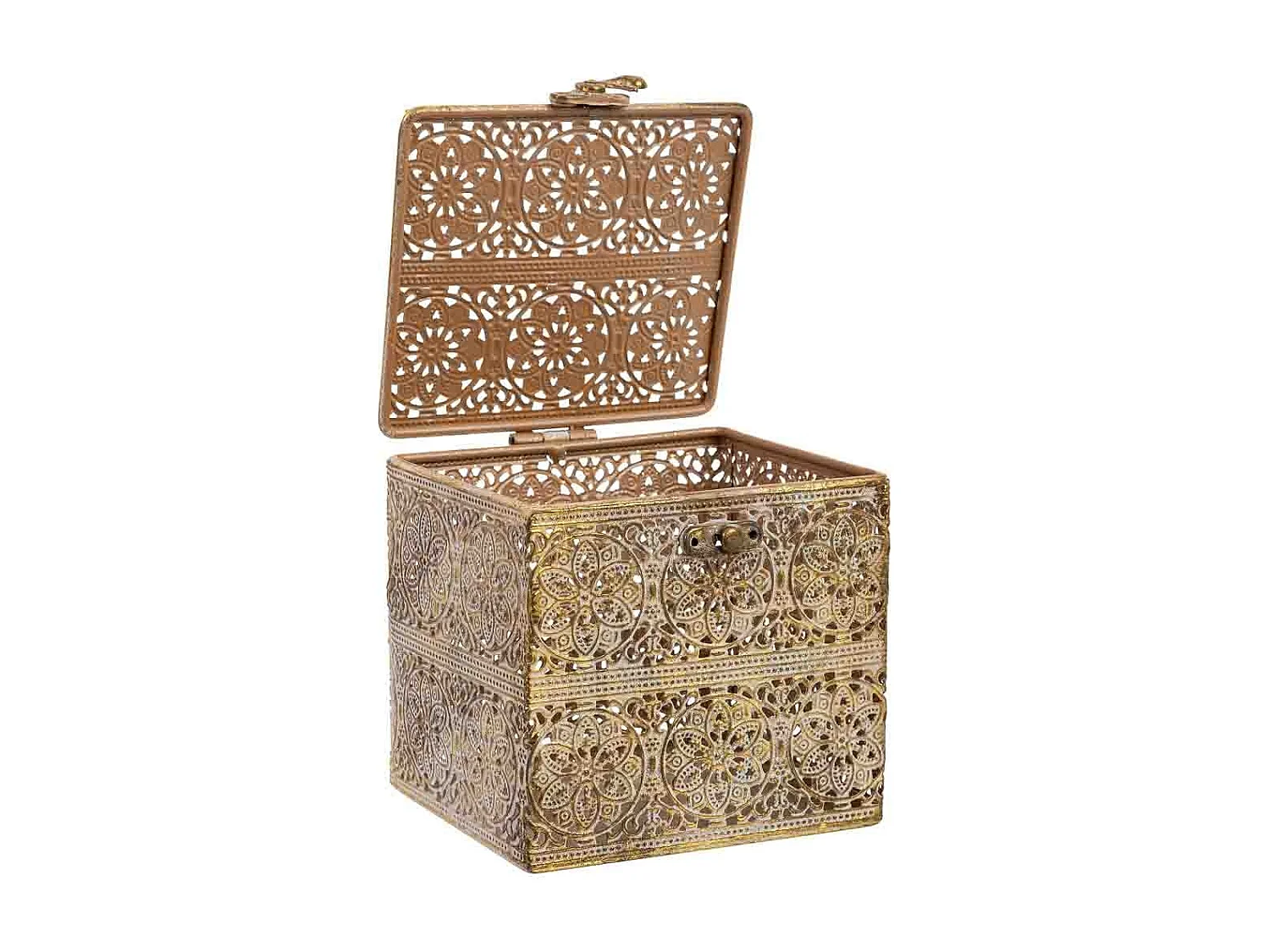 Boîte métallique marron 12.5x12.5x11.5h cm (hauteur)