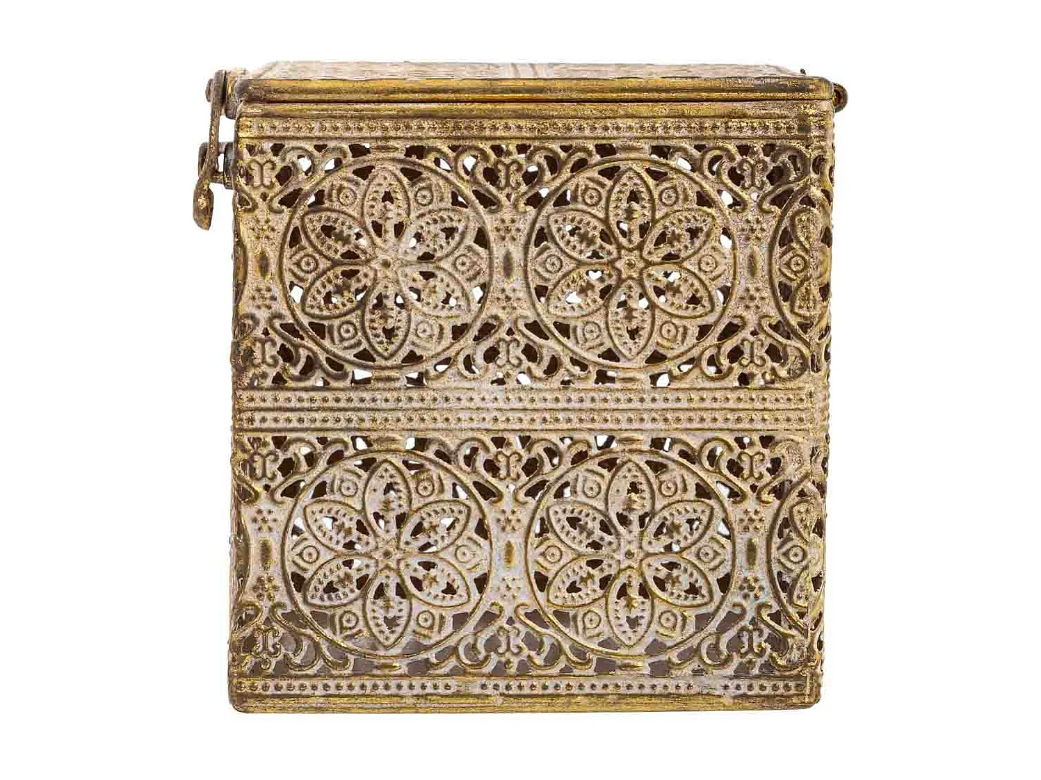 Boîte métallique marron 12.5x12.5x11.5h cm (hauteur)