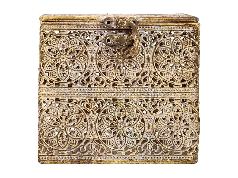 Boîte métallique marron 12.5x12.5x11.5h cm (hauteur)