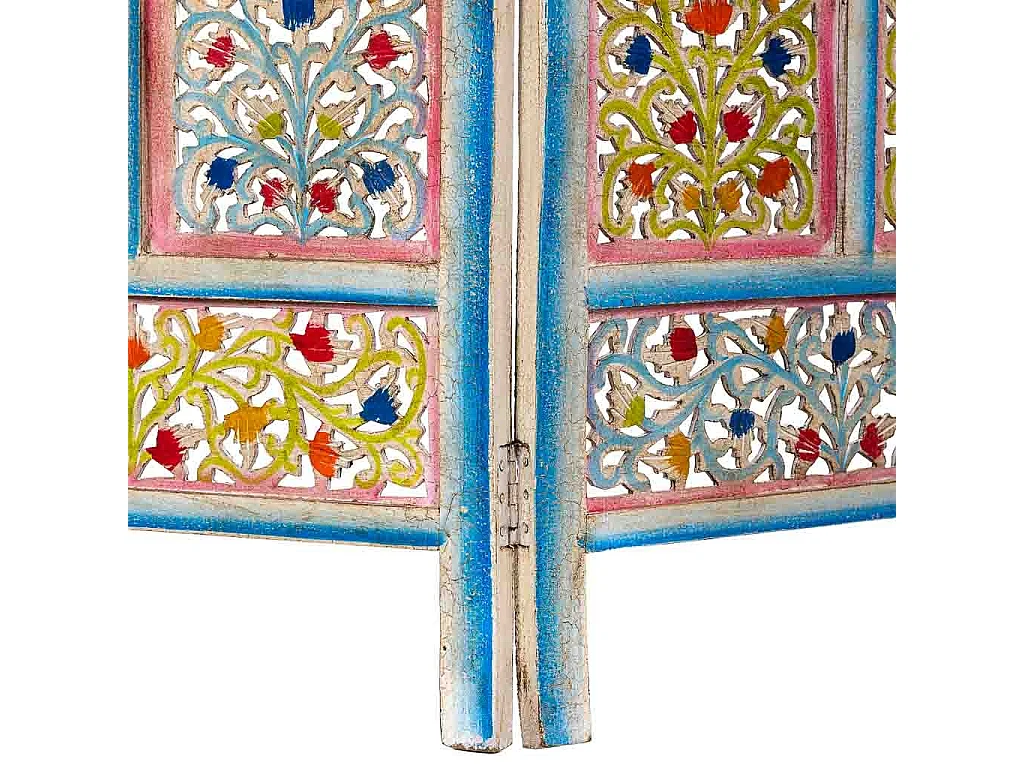 Biombo de madera artesanal multicolor, 50x25x180h cm