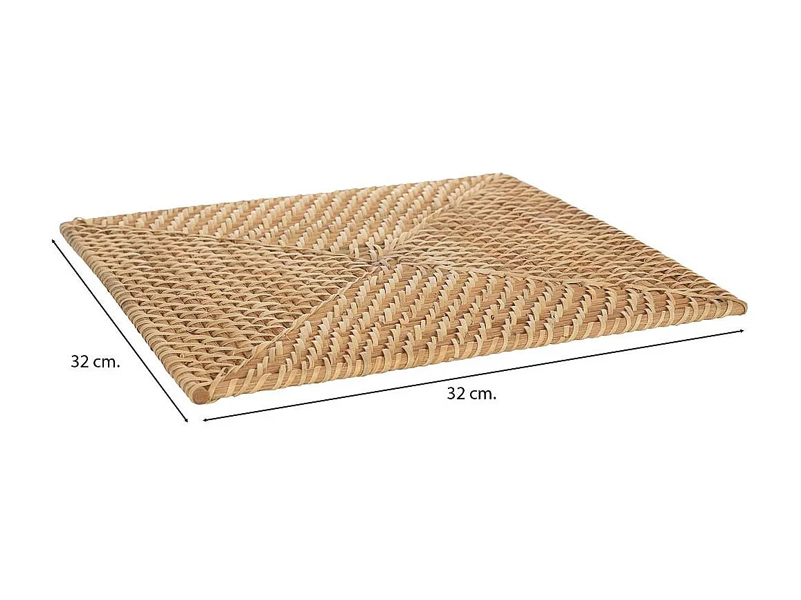 Dessous de plat en rotin brun 32 x 32 x 1 cm