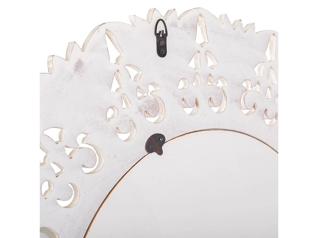 Espejo de madera artesanal blanco 90x90x2,5h cm