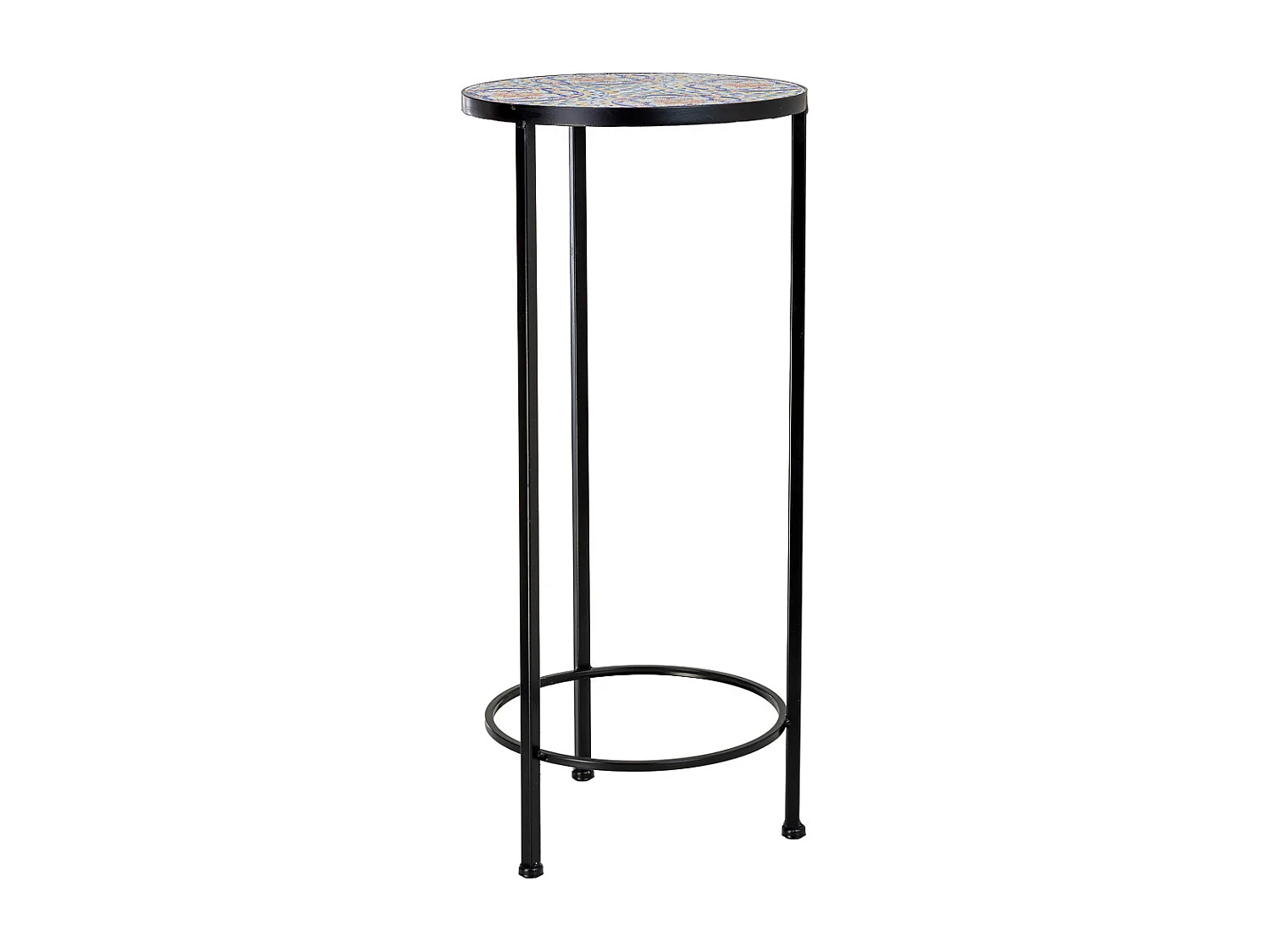Soporte set 3 pzas de mosaico y forja negro D30x68h-D25x57h-D20x51h cm
