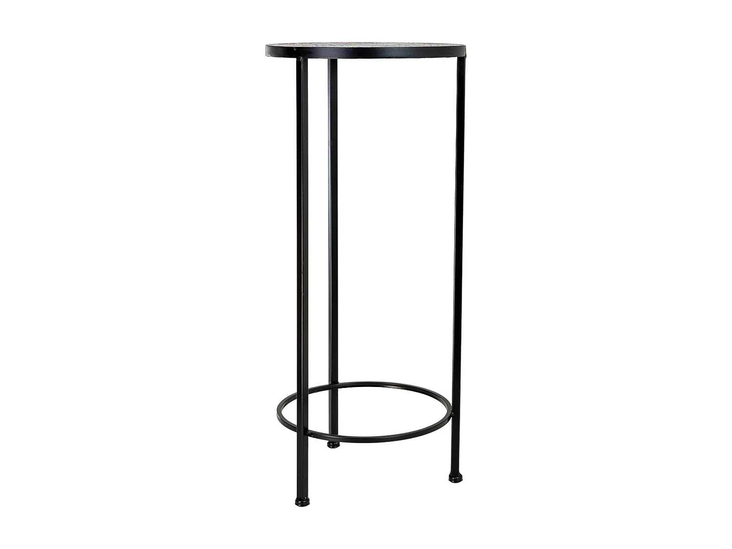 Soporte set 3 pzas de mosaico y forja negro D30x68h-D25x57h-D20x51h cm