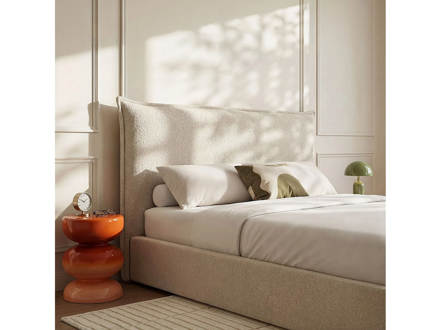Habitat - Tête de lit en tissu bouclette 166 x 111 cm - Beige - Jupiter II