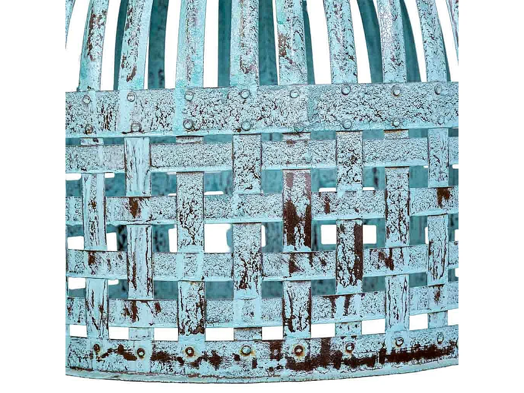 Plafonnier en métal bleu antique, D45x45 h cm