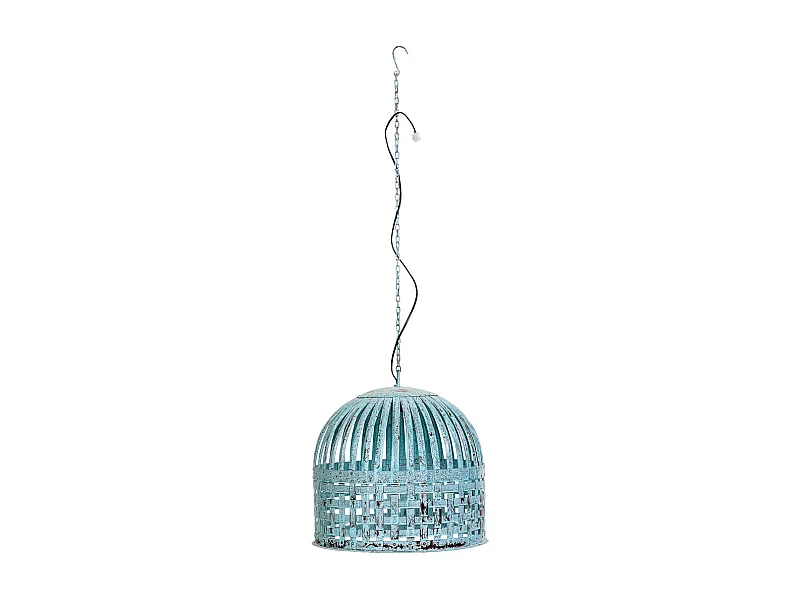 Plafonnier en métal bleu antique, D45x45 h cm