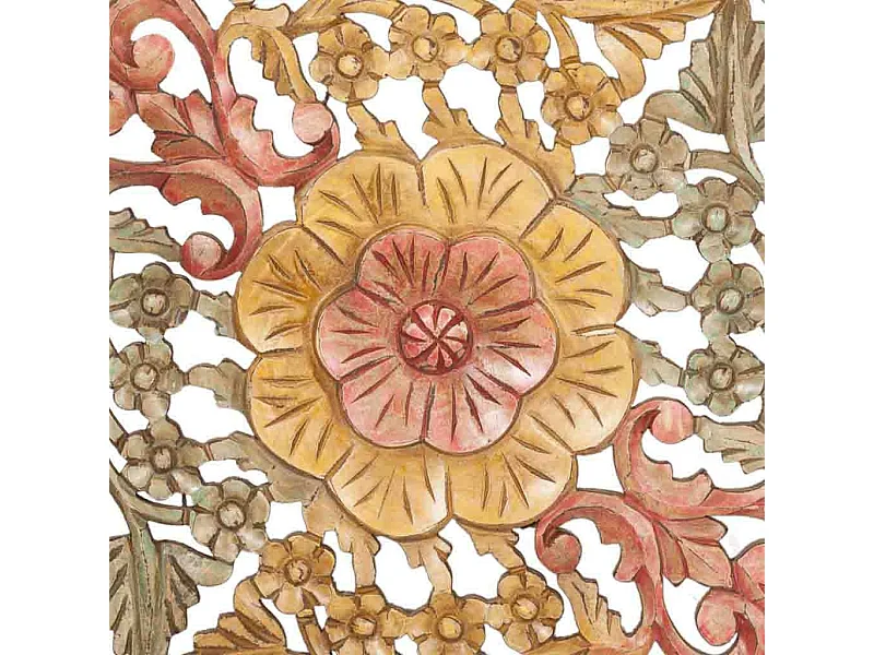 Panneau mural marron artisanal en bois 90 x 90 x 2,5 cm (h)