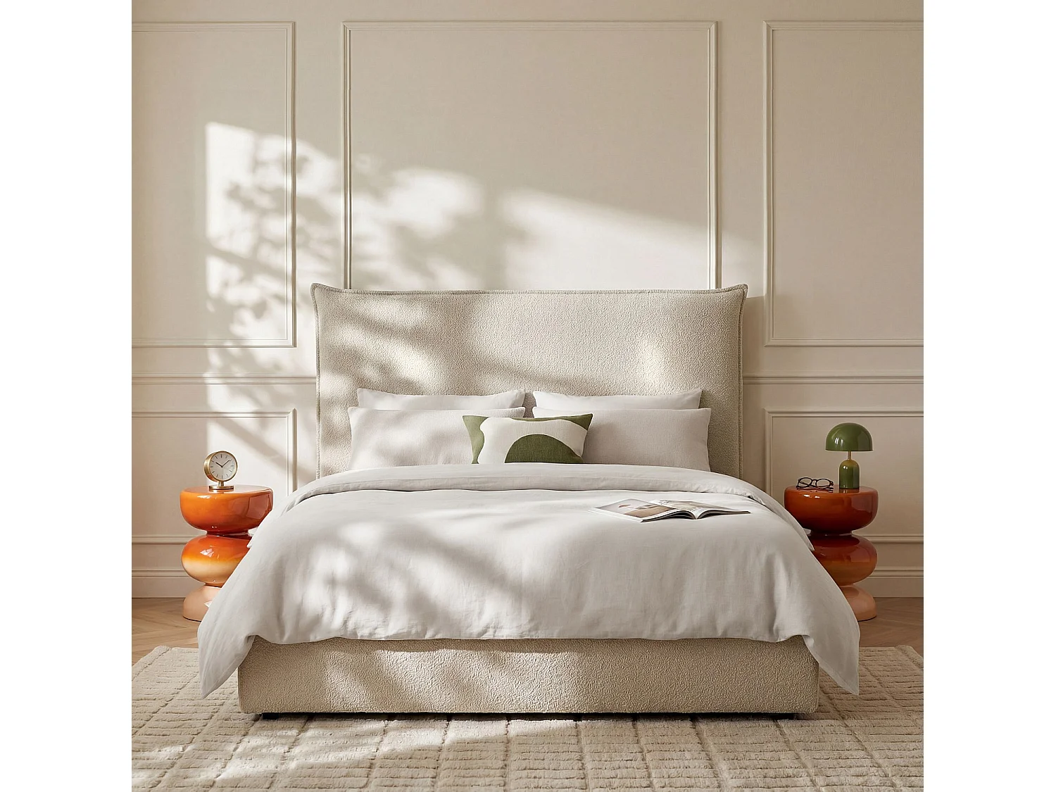 Habitat - Tête de lit en tissu bouclette 188 x 111 cm - Beige - Jupiter II