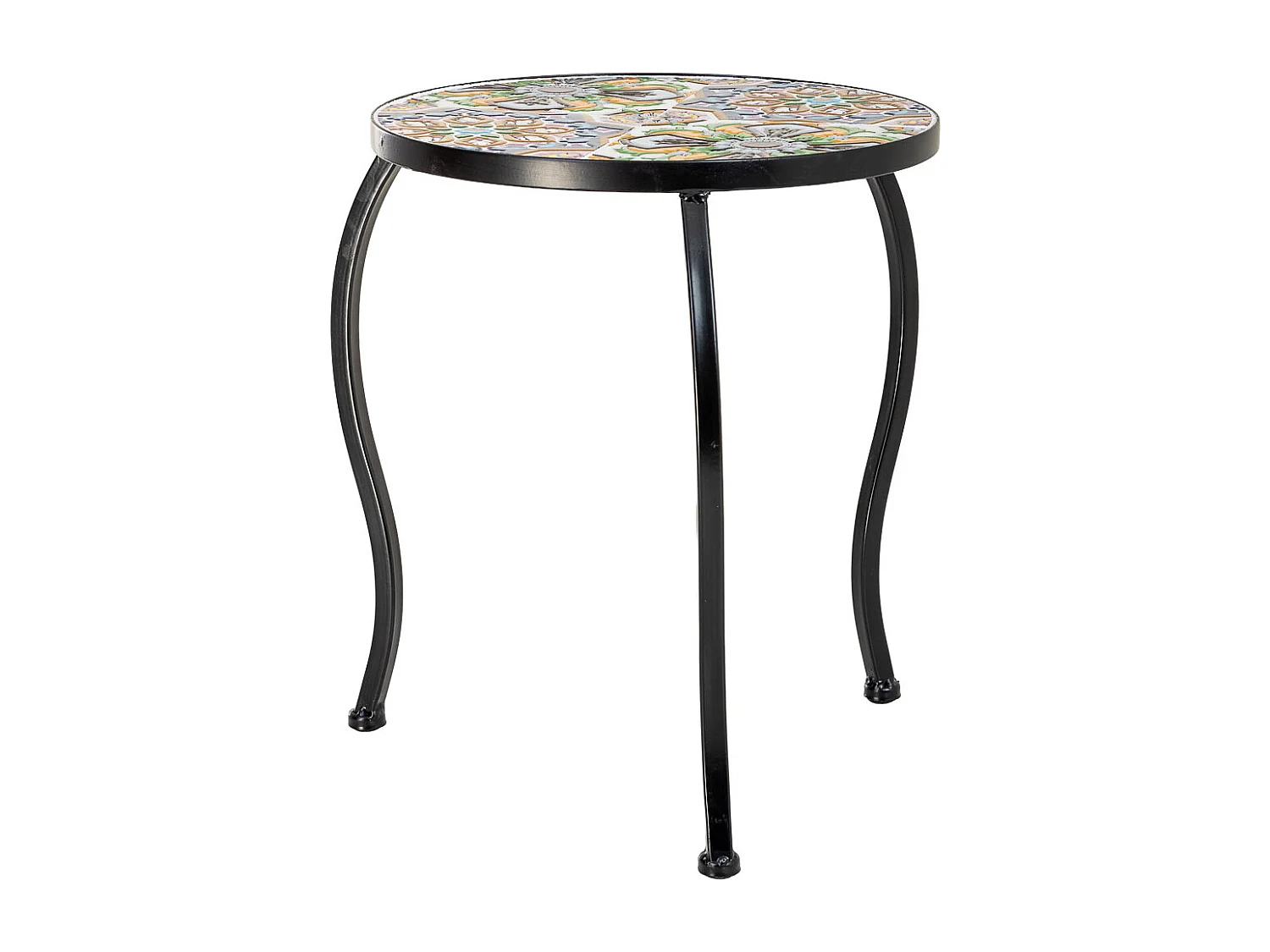 Ensemble de 3 supports en mosaïque et fer forgé, noir, 33 x 33 x 37 cm - 28 x 28 x 33 cm - 23 x 23 x 29 cm