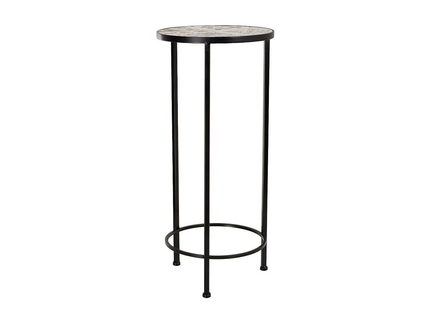 Soporte set 3 pzas de mosaico y forja negro D30x68h-D25x57h-D20x51h cm
