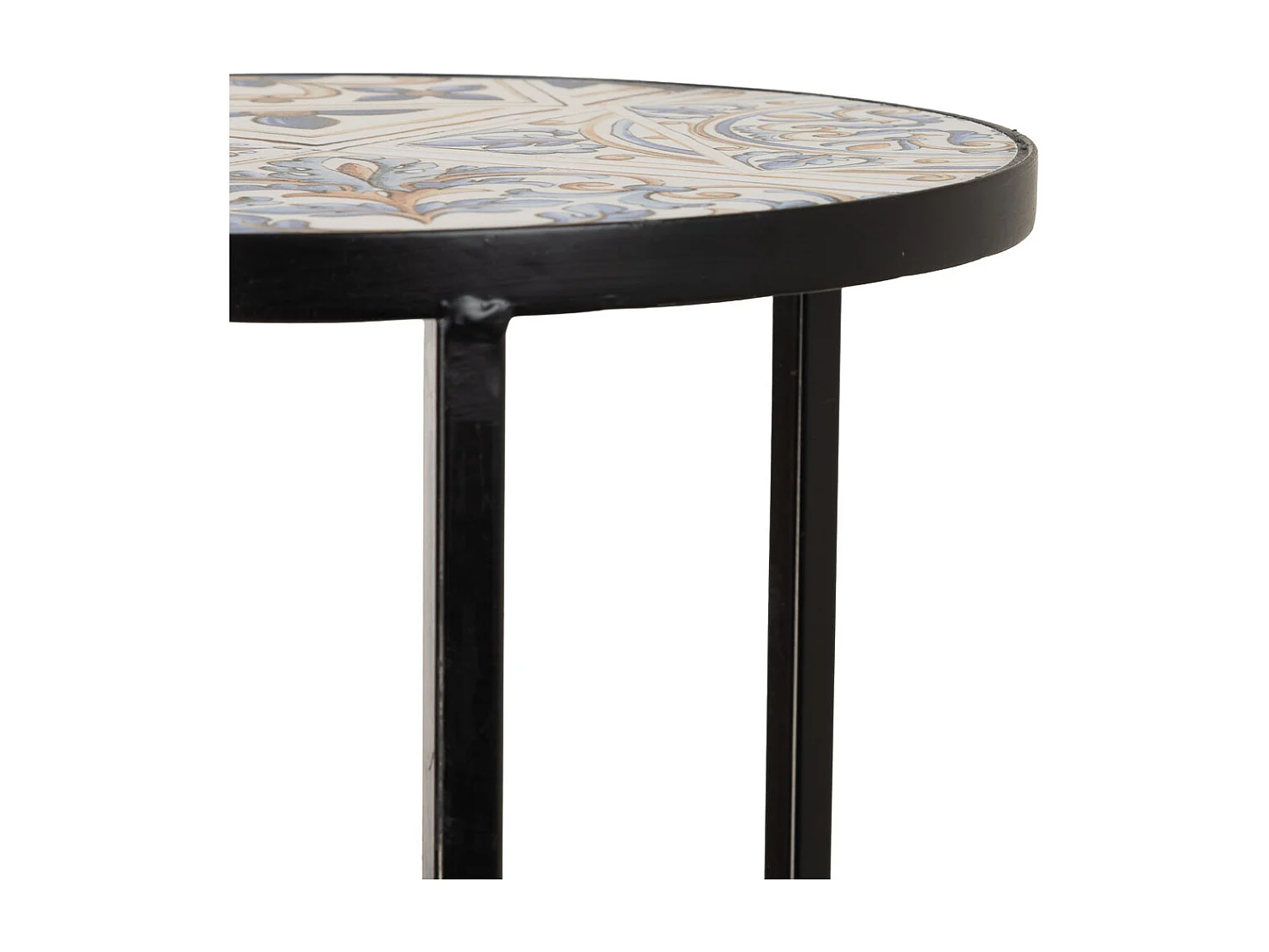 Soporte set 3 pzas de mosaico y forja negro D30x68h-D25x57h-D20x51h cm
