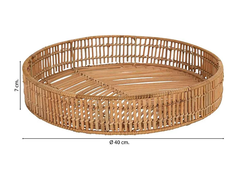 Plateau en rotin brun D40 x H7