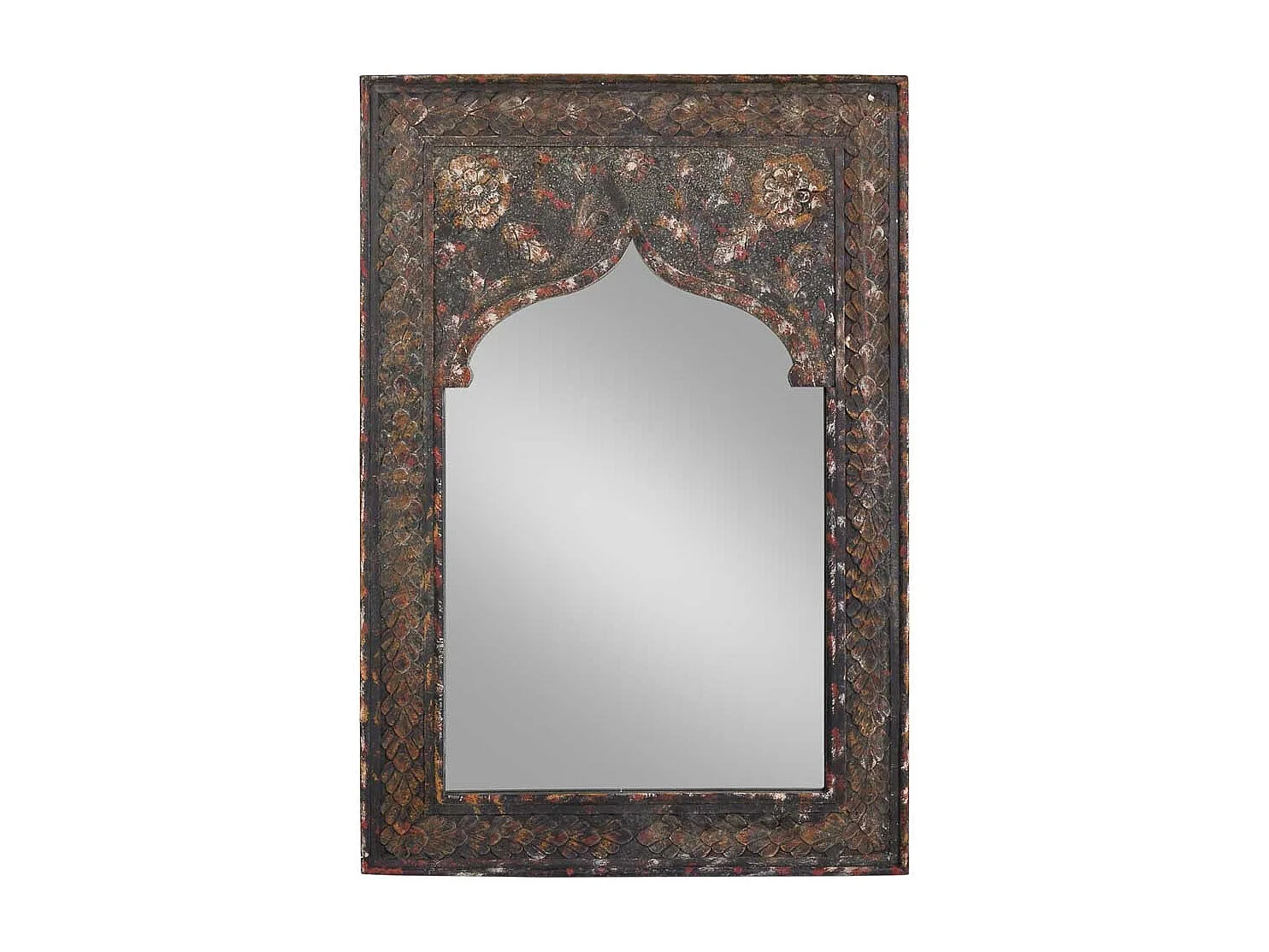 Miroir artisanal en bois brun 60 x 90 x 5 cm (h)