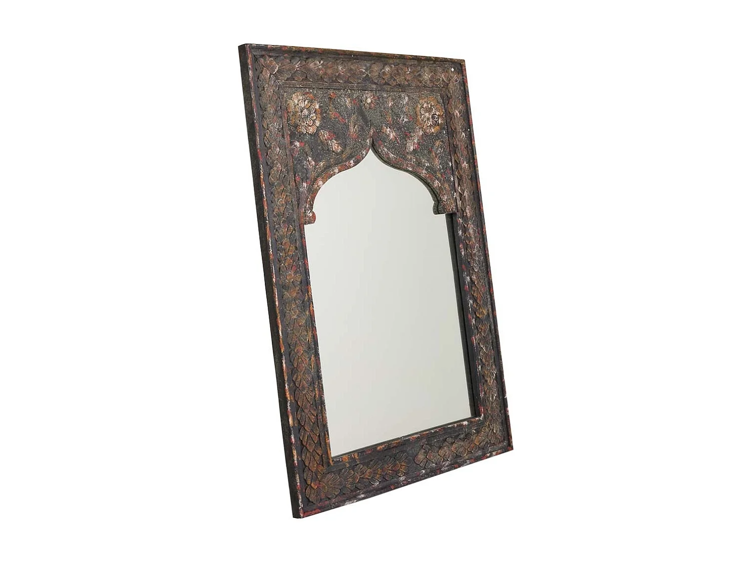 Miroir artisanal en bois brun 60 x 90 x 5 cm (h)