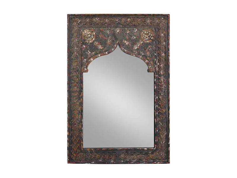 Miroir artisanal en bois brun 60 x 90 x 5 cm (h)