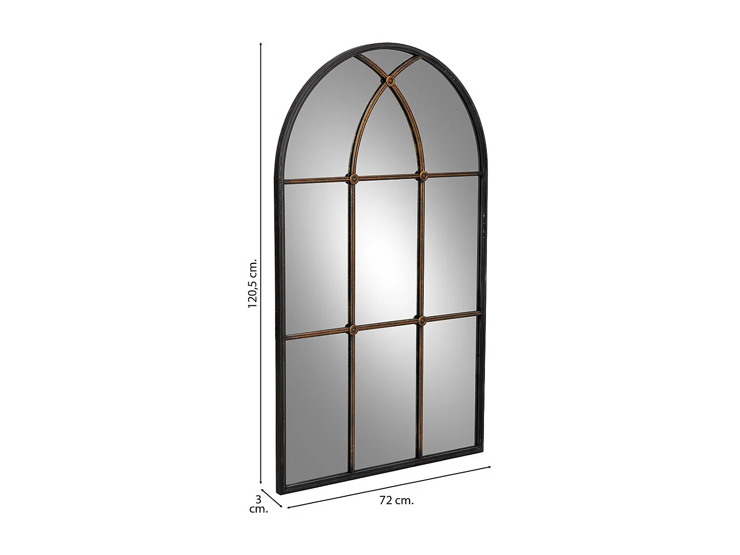 Miroir en fer noir 72 x 3 x 120,5 cm (h)