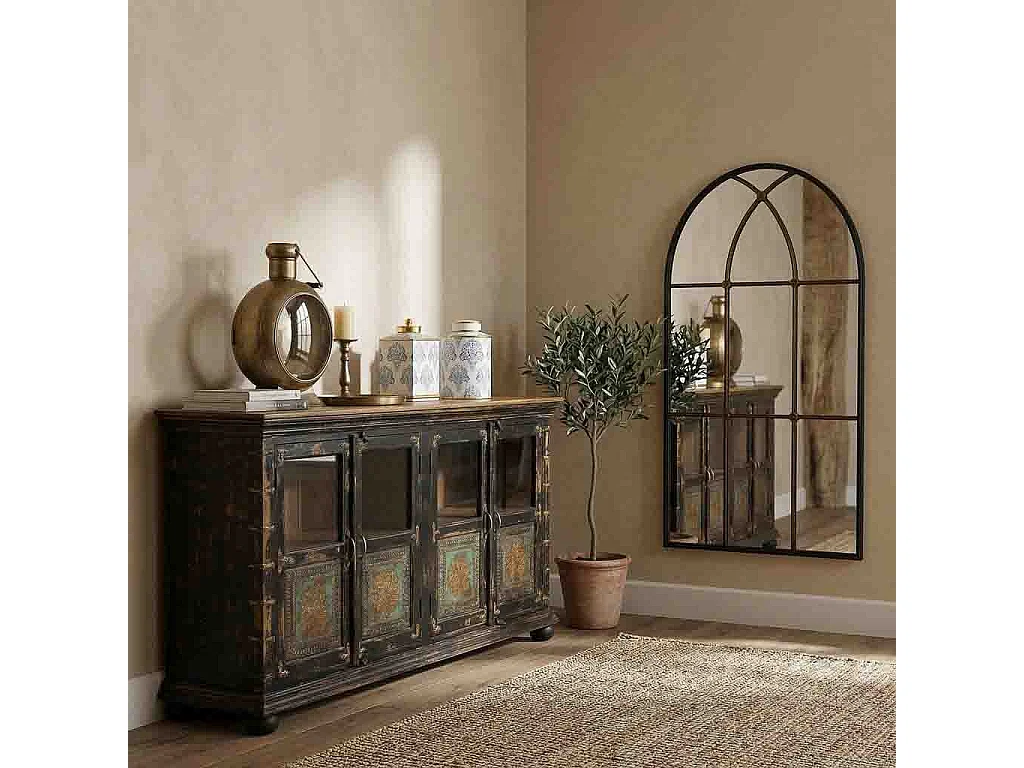 Espelho de ferro preto 72x3x120.5h cm