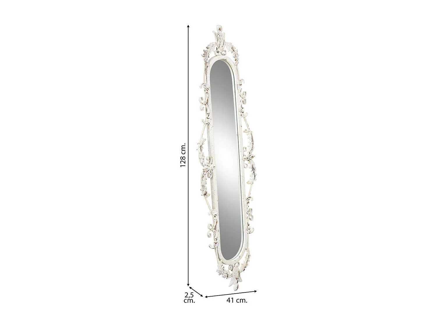 Miroir en bois et fer blanc 41 x 2,5 x 128 cm (h)