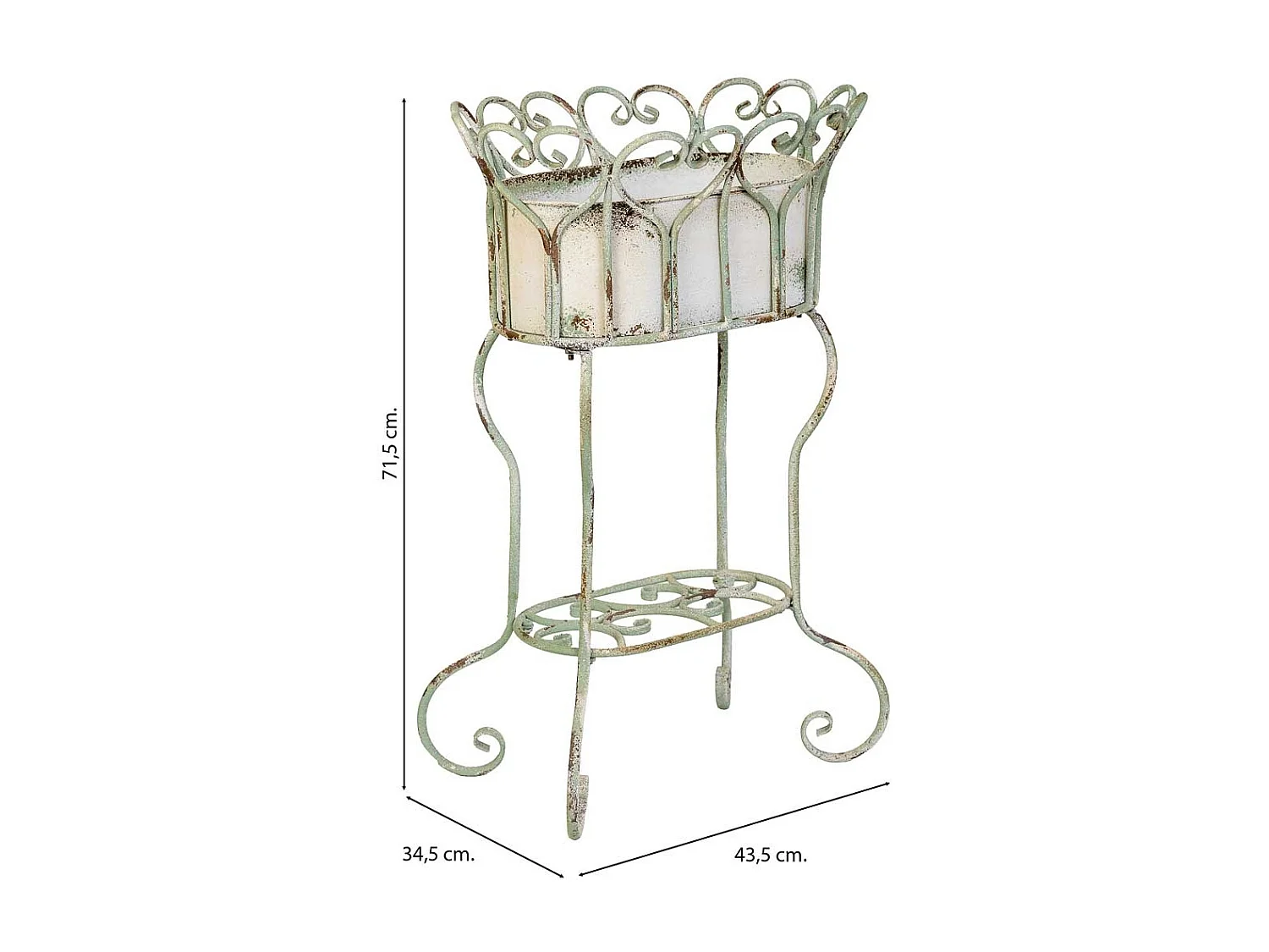 Pot de fleurs en métal blanc 43,5 x 34,5 x 71,5 cm (h)