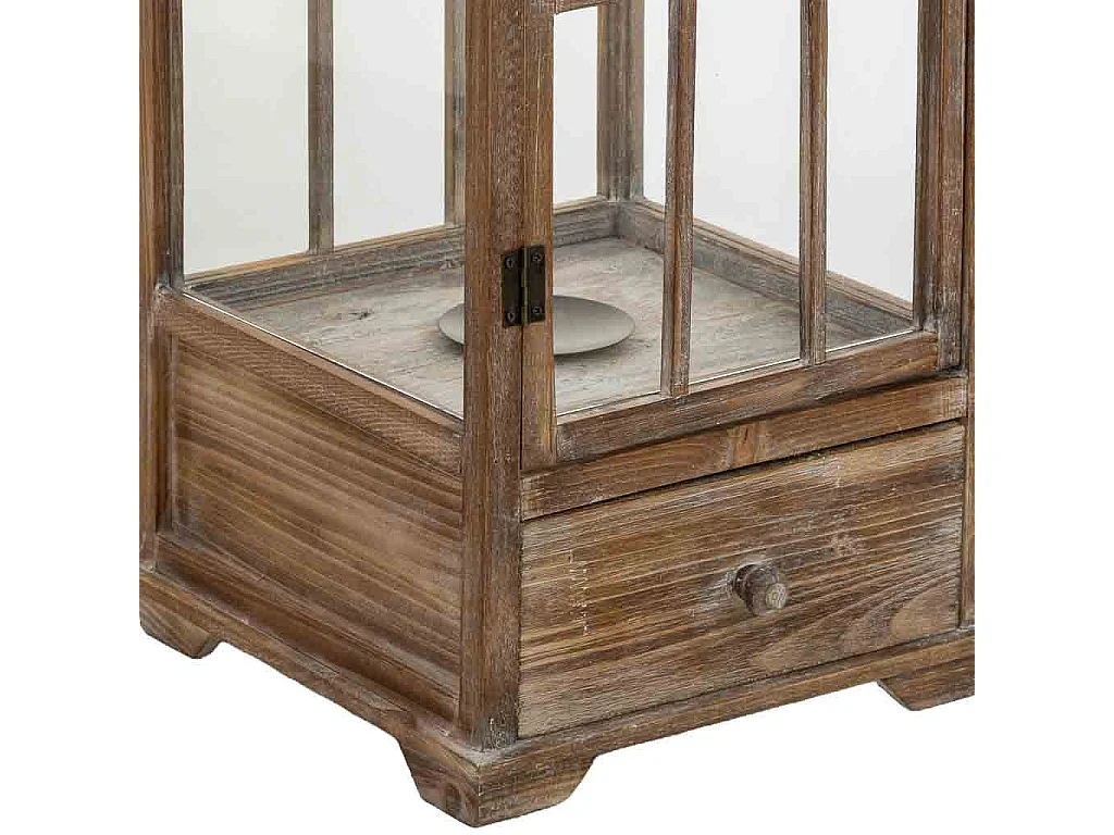 Lanterne en bois brun 31,5 x 31,5 x 101 cm (h)