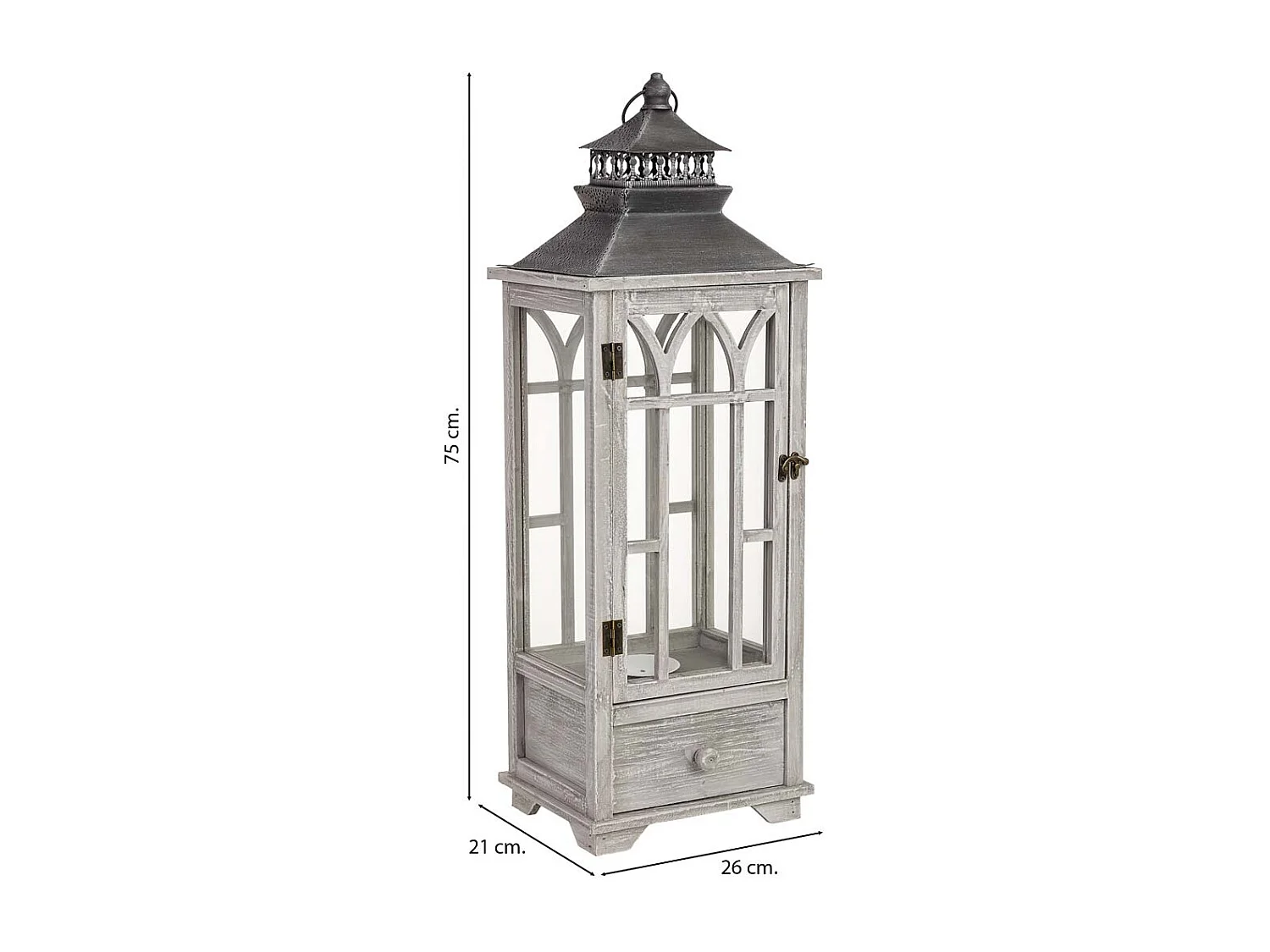 Farol de madera 26x21x75h cm