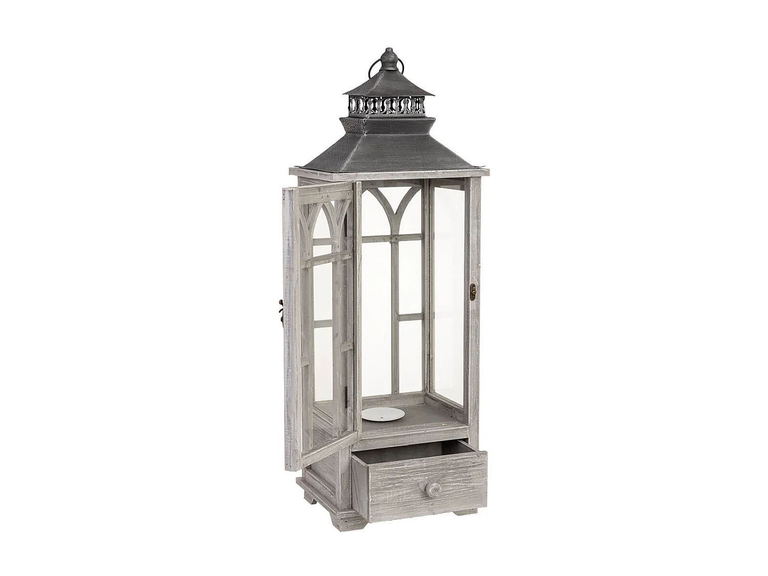 Farol de madera 26x21x75h cm